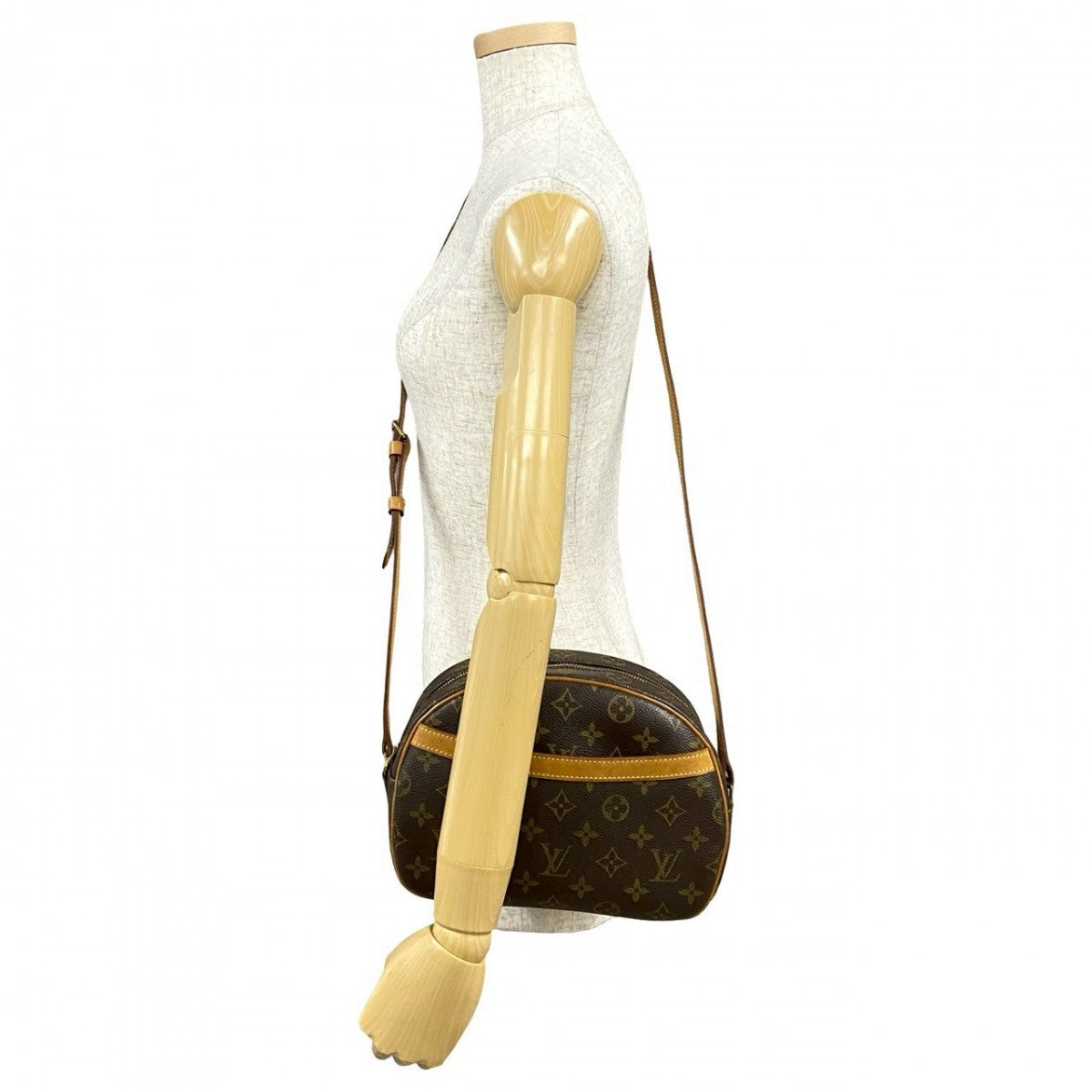 LOUIS VUITTON Shoulder Bag Leather, PVC Brown Monogram Blois Women