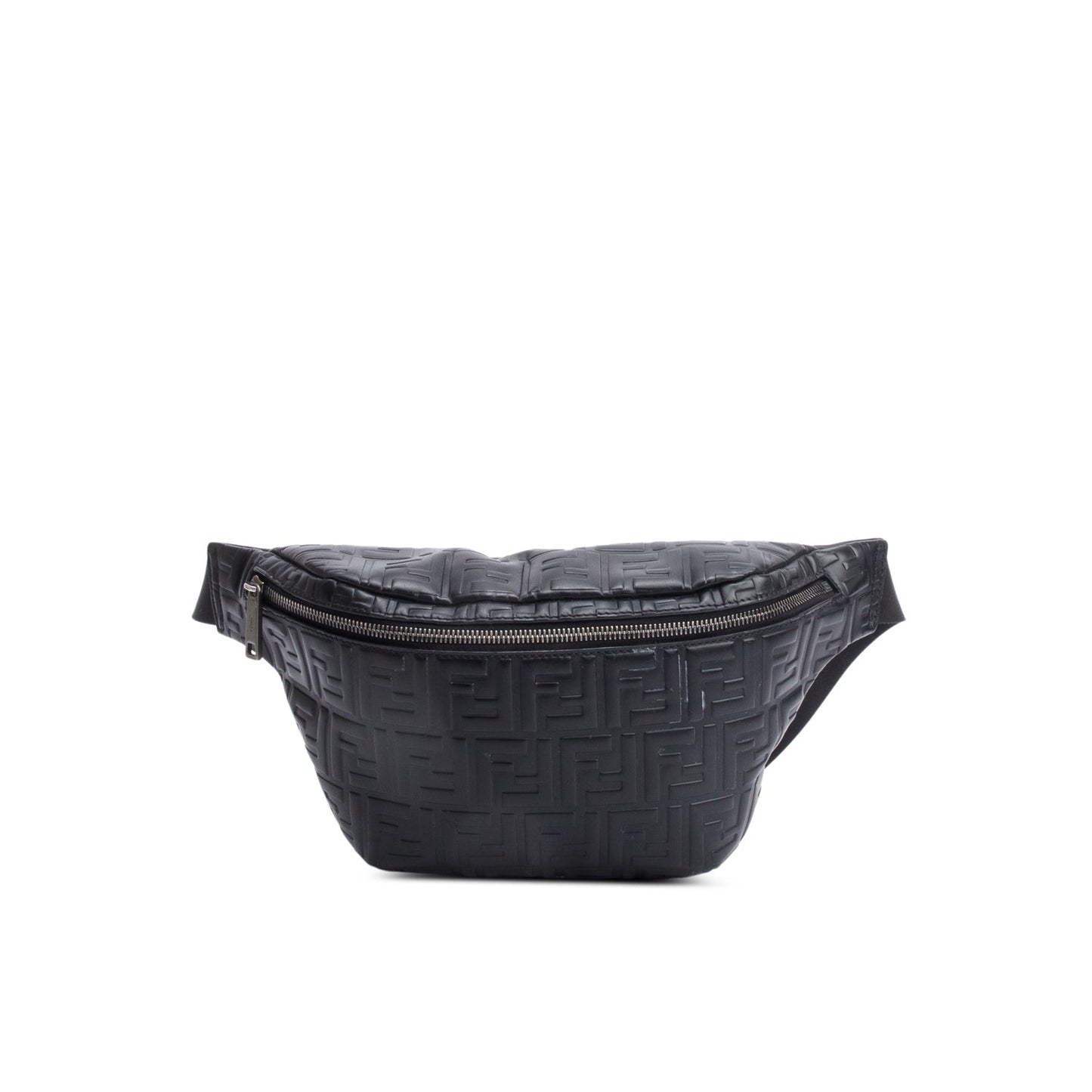 Fendi Black Calfskin Leather Embossed FF Belt Bag