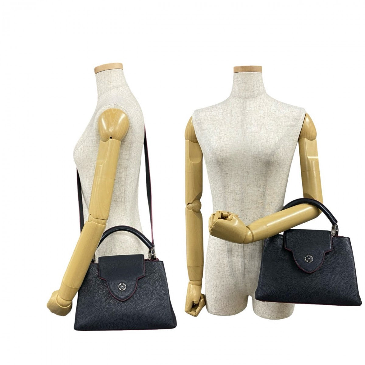 LOUIS VUITTON Shoulder Bag Taurillon Clemence Leather Navy Capsine BB Women