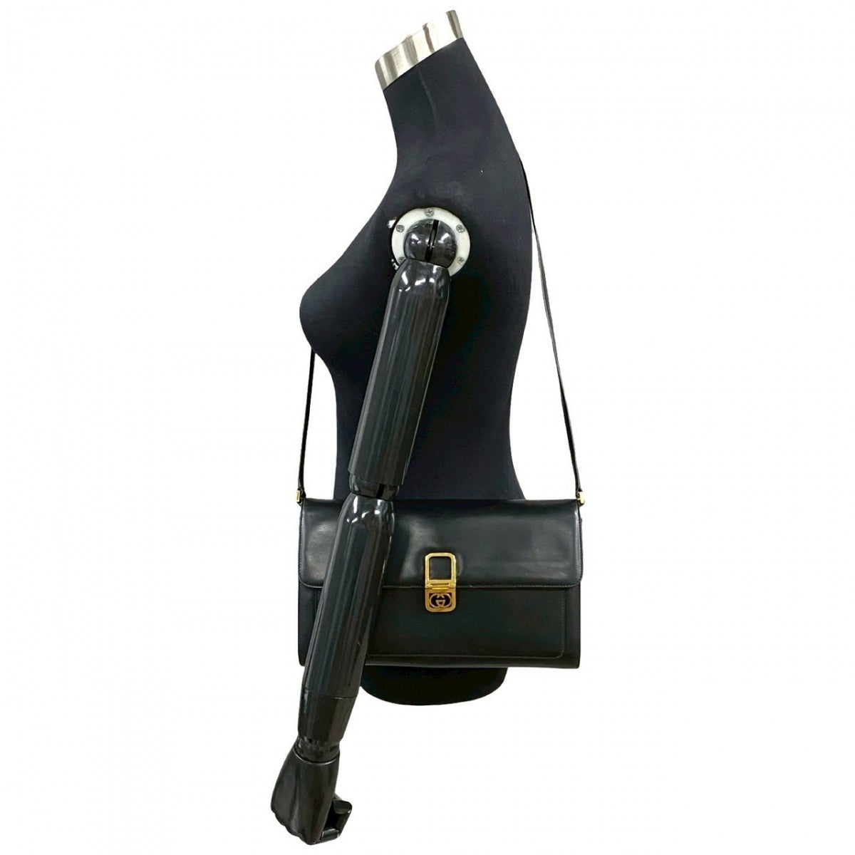 GUCCI Shoulder Bag leather black GG logoMetal Women