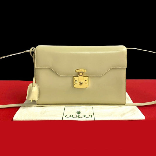 GUCCI Shoulder Bag Calfskin, Leather white Ready lock Women