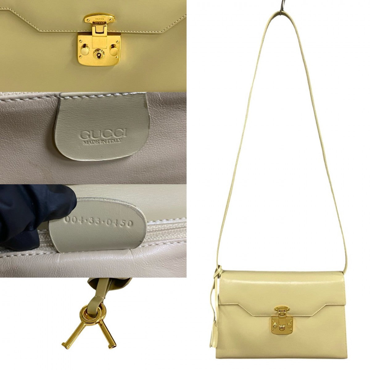 GUCCI Shoulder Bag Calfskin, Leather white Ready lock Women