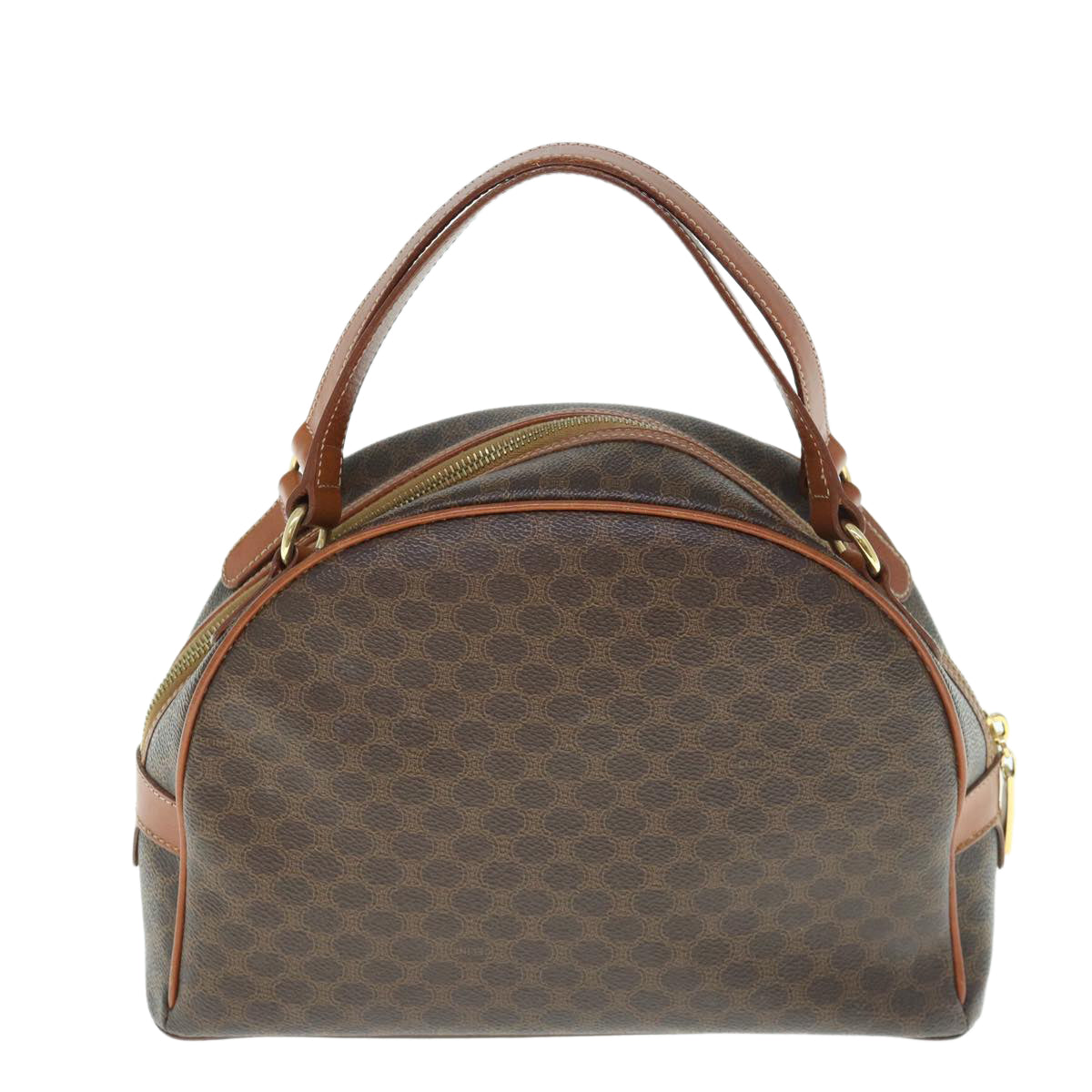 Luxury CELINE Macadam Canvas Hand Bag PVC Leather Brown 62926