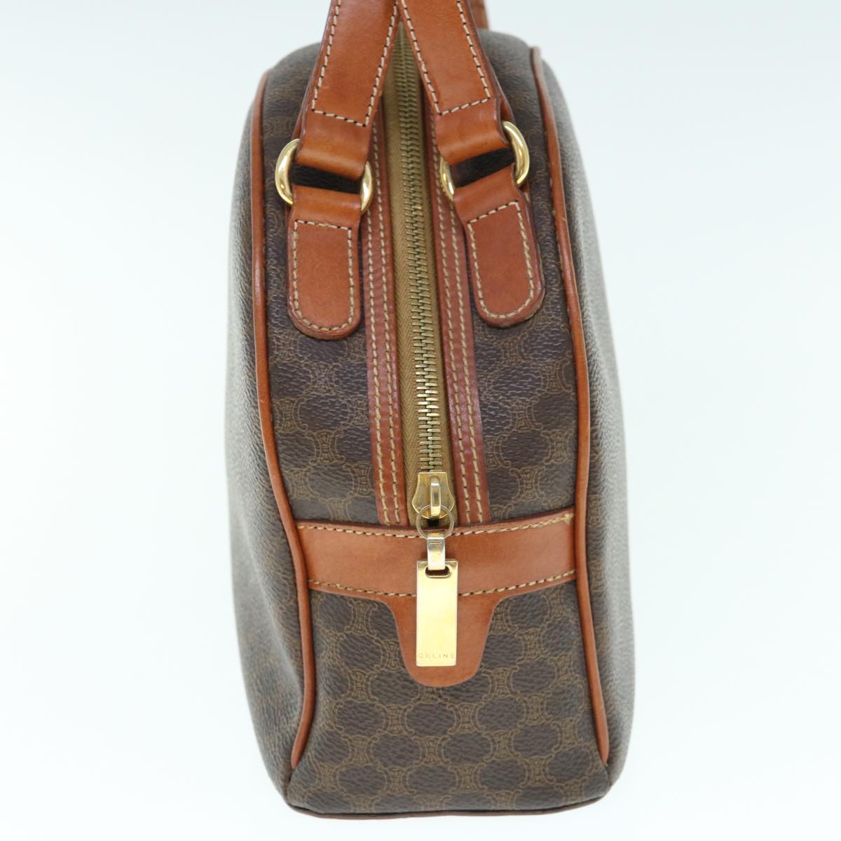 Luxury CELINE Macadam Canvas Hand Bag PVC Leather Brown 62926