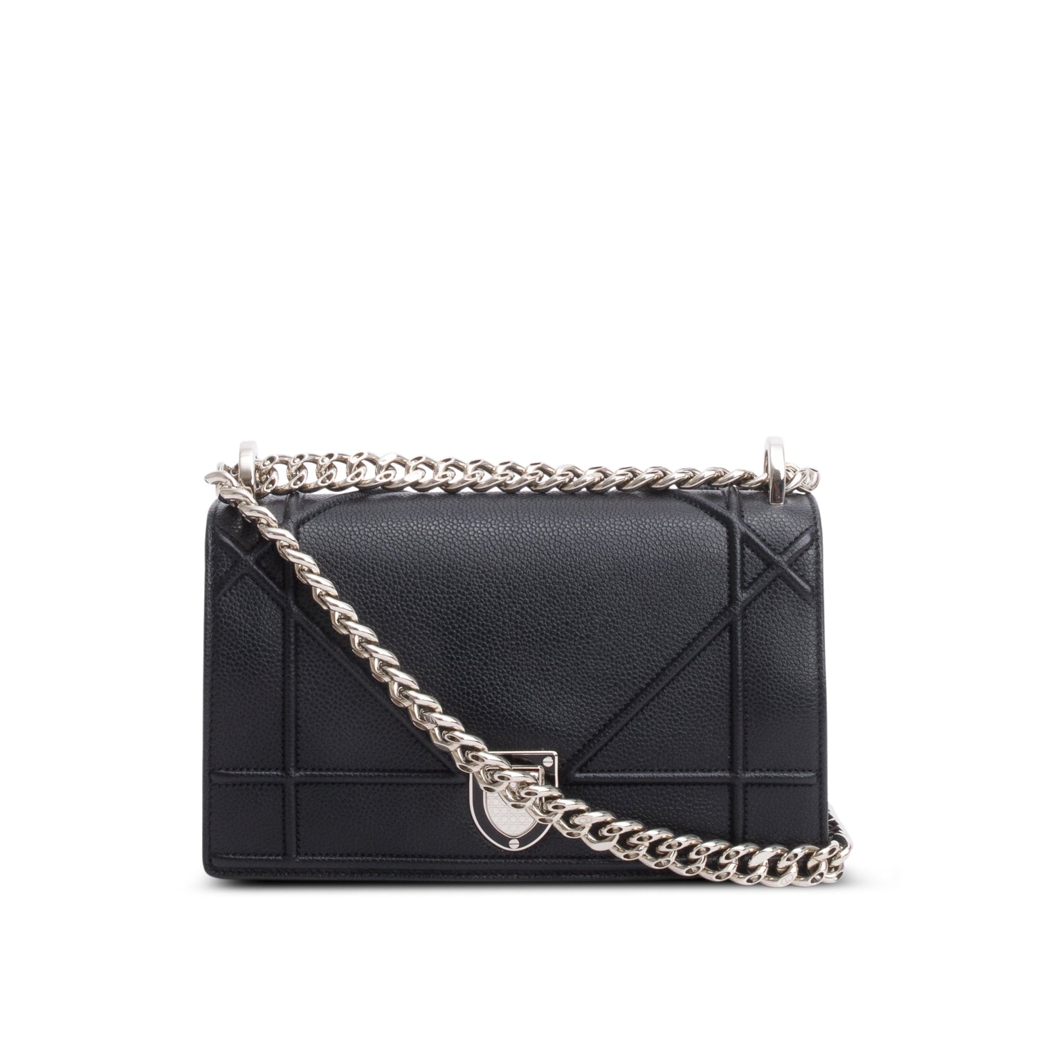 Christian Dior Black Calfskin Leather Small Diorama Flap Bag