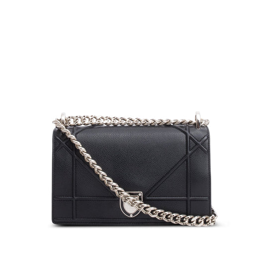 Christian Dior Black Calfskin Leather Small Diorama Flap Bag