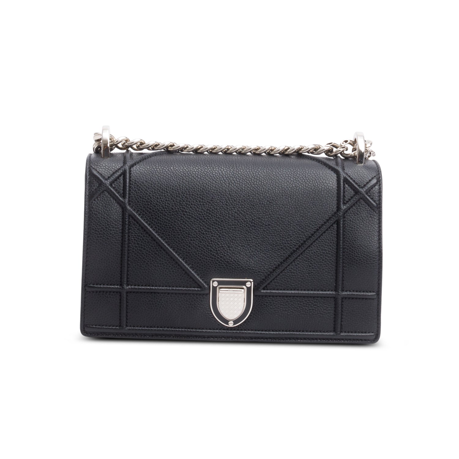 Christian Dior Black Calfskin Leather Small Diorama Flap Bag