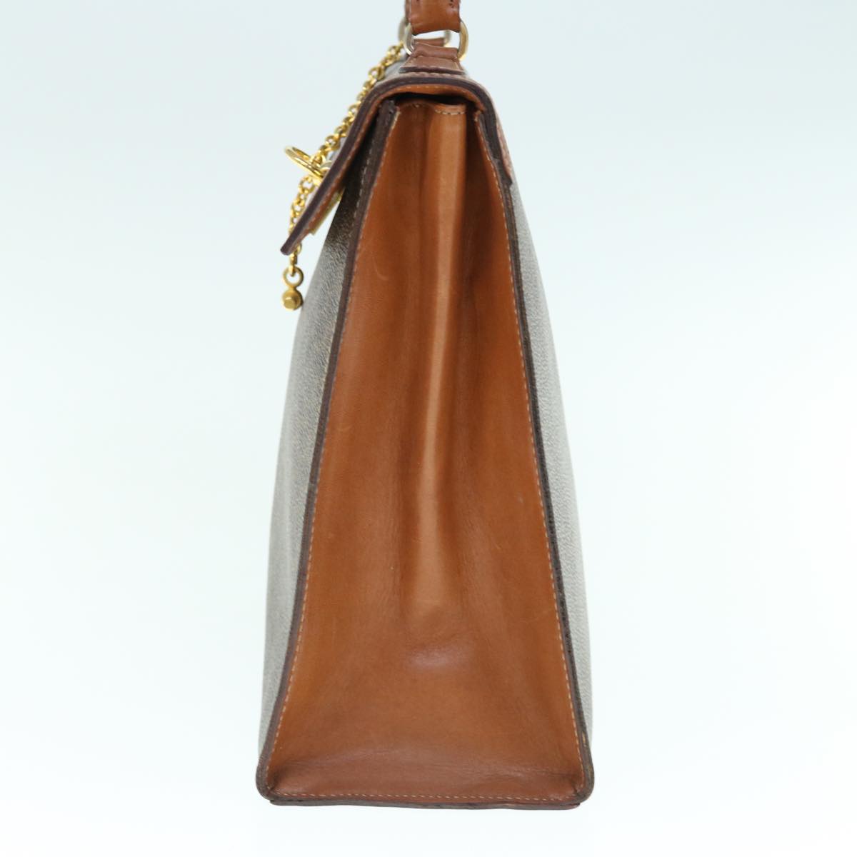 Luxury CELINE Macadam Canvas Hand Bag PVC Leather Brown 63166