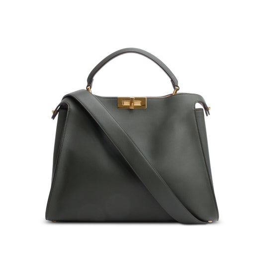 Fendi Green Soft Calfskin Leather Large Peekaboo Bag