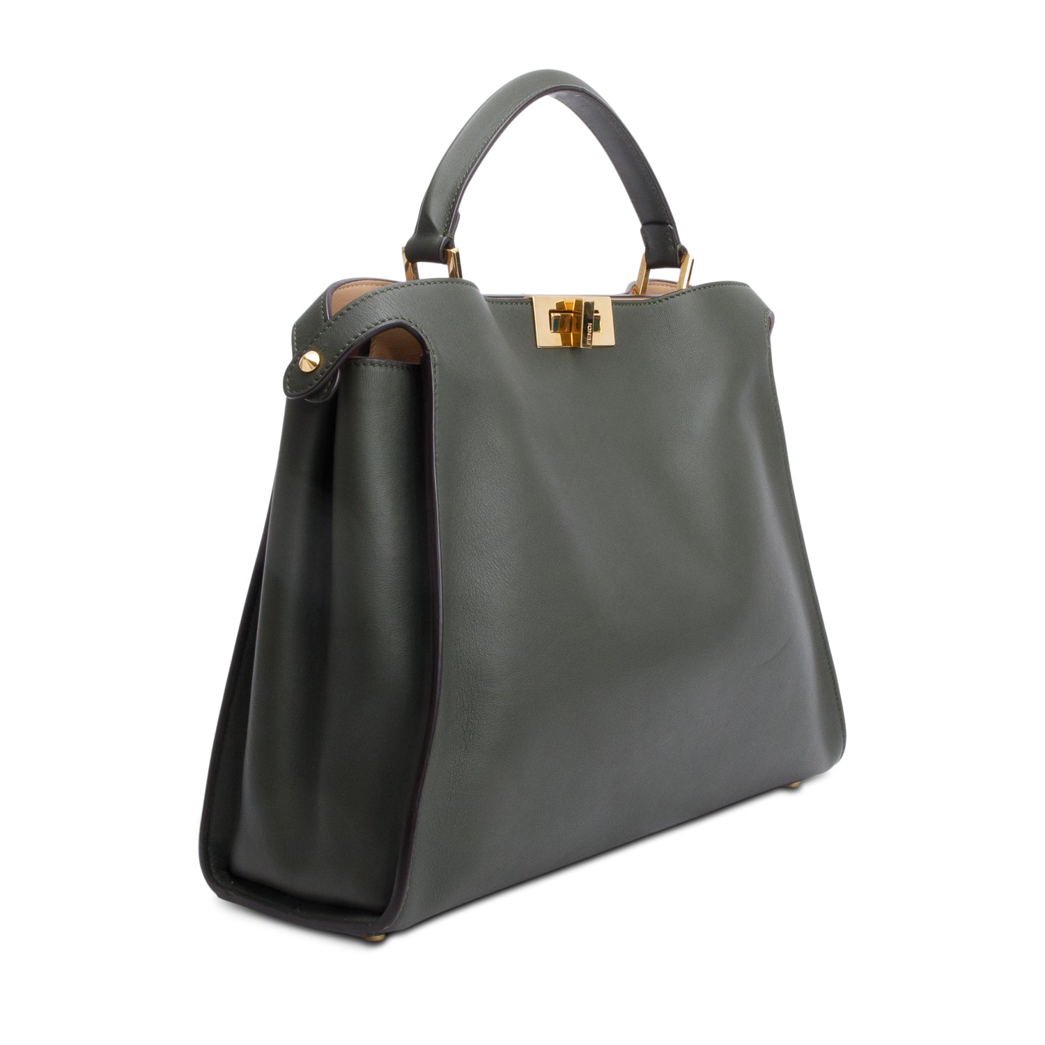 Fendi Green Soft Calfskin Leather Large Peekaboo Bag