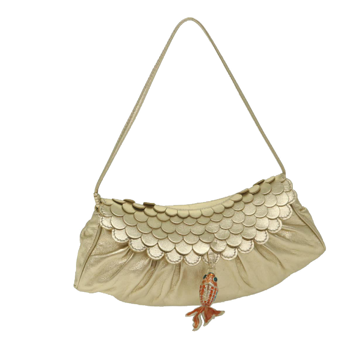 Luxury CELINE Hand Bag Leather Gold 63297