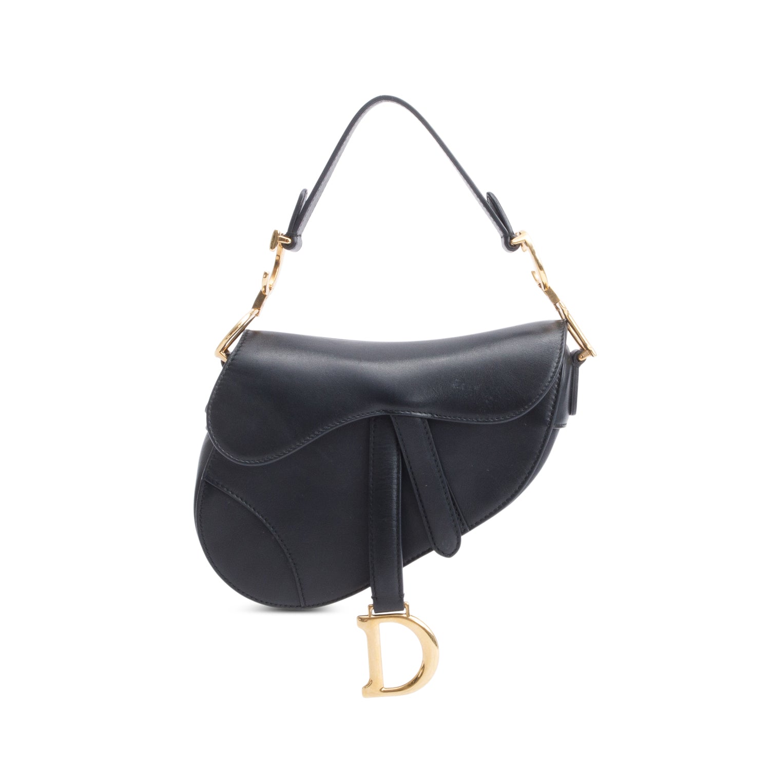 Christian Dior Black Calfskin Leather Mini Saddle Bag