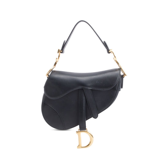Christian Dior Black Calfskin Leather Mini Saddle Bag