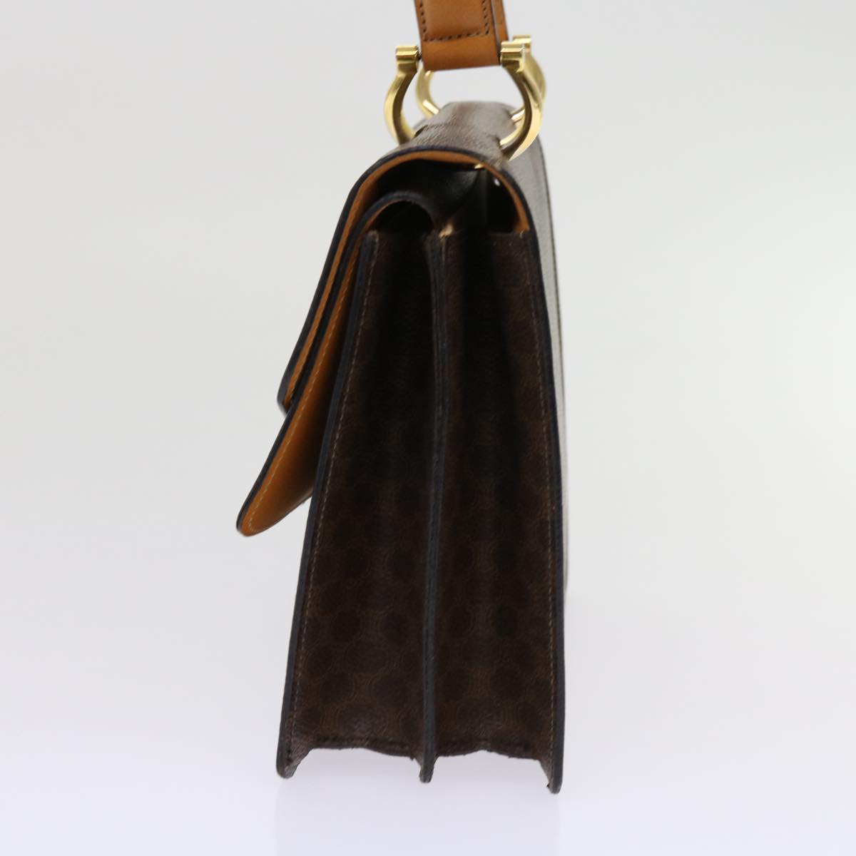 Luxury CELINE Macadam Canvas Hand Bag PVC Leather Brown 63307