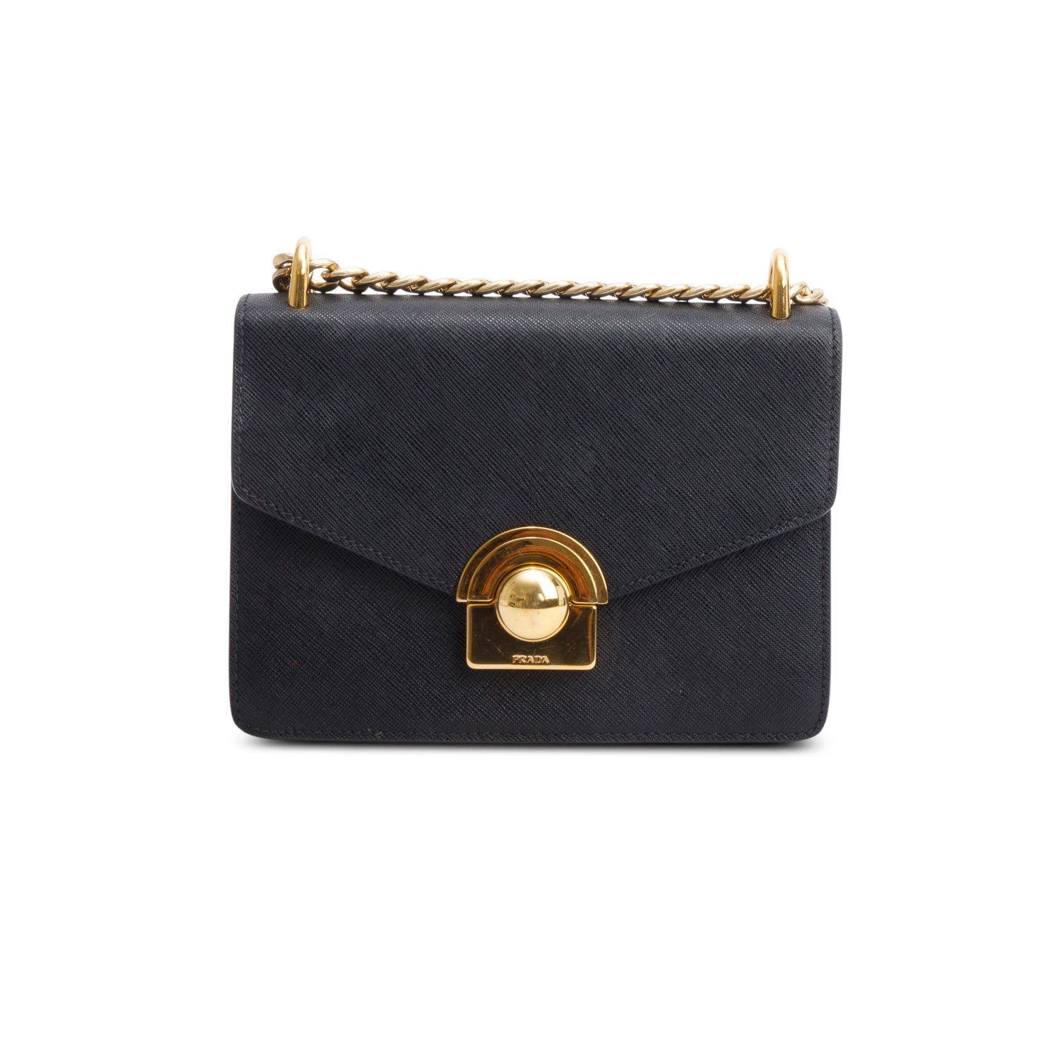 Prada Black Saffiano Soft Calf Leather Arcade Shoulder Bag