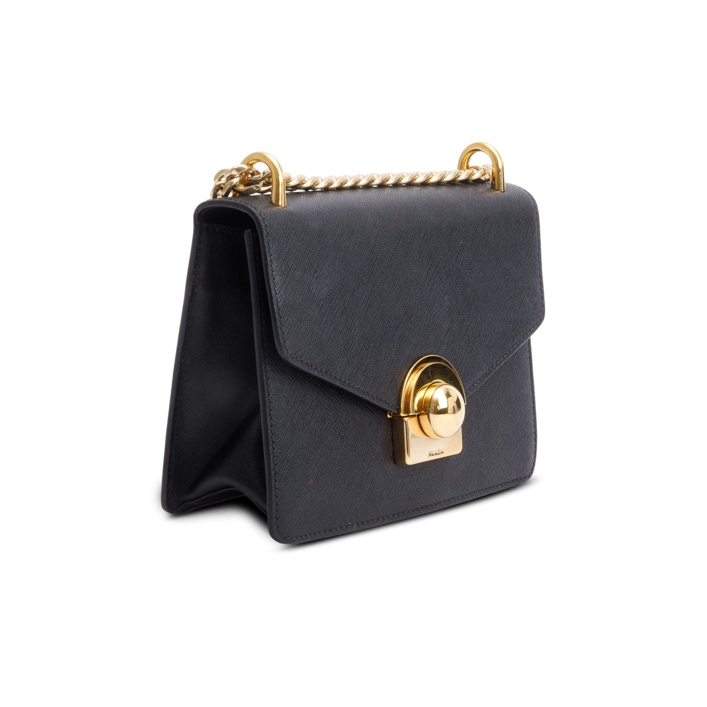 Prada Black Saffiano Soft Calf Leather Arcade Shoulder Bag