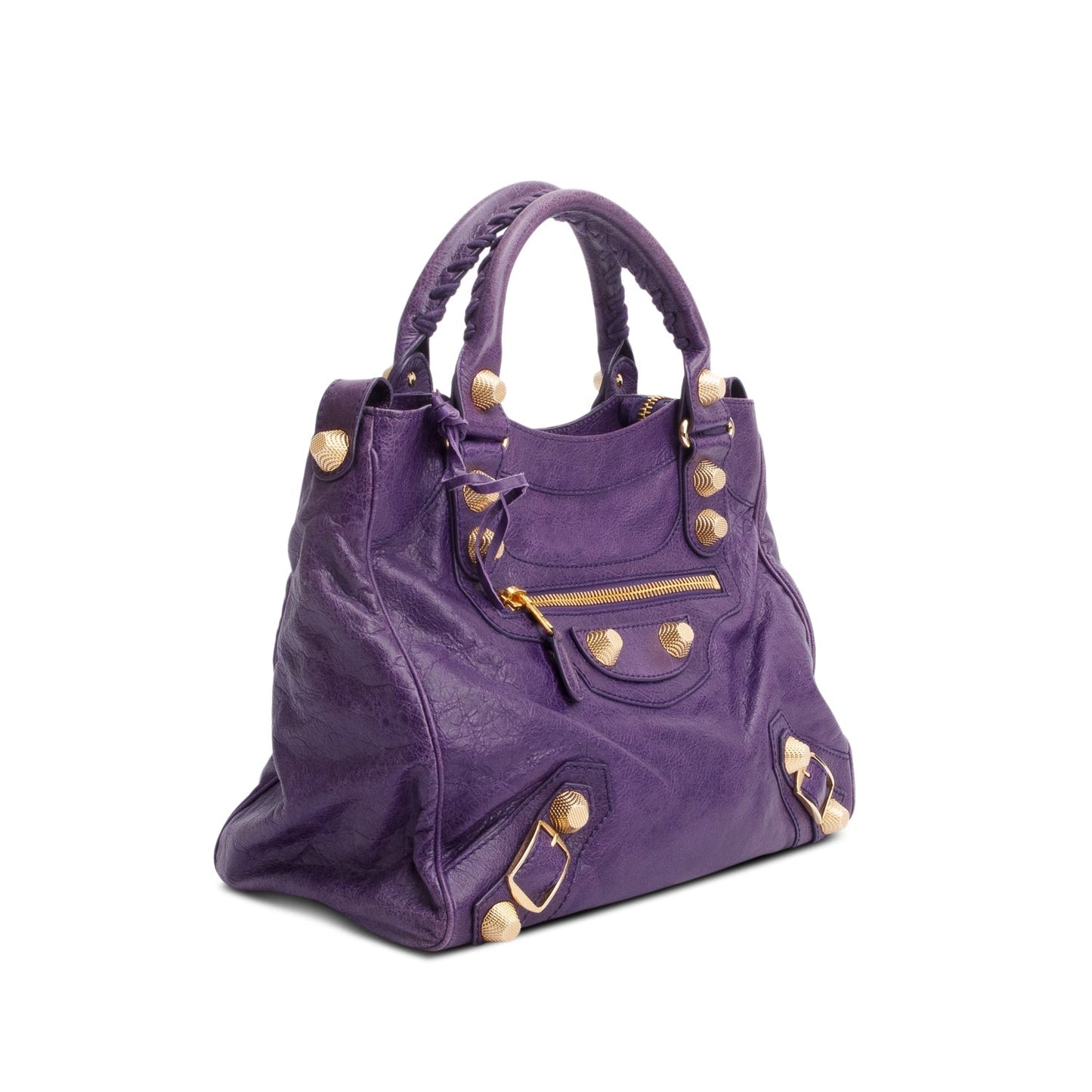 Balenciaga Purple Distressed Arena Leather Giant 21 City Bag