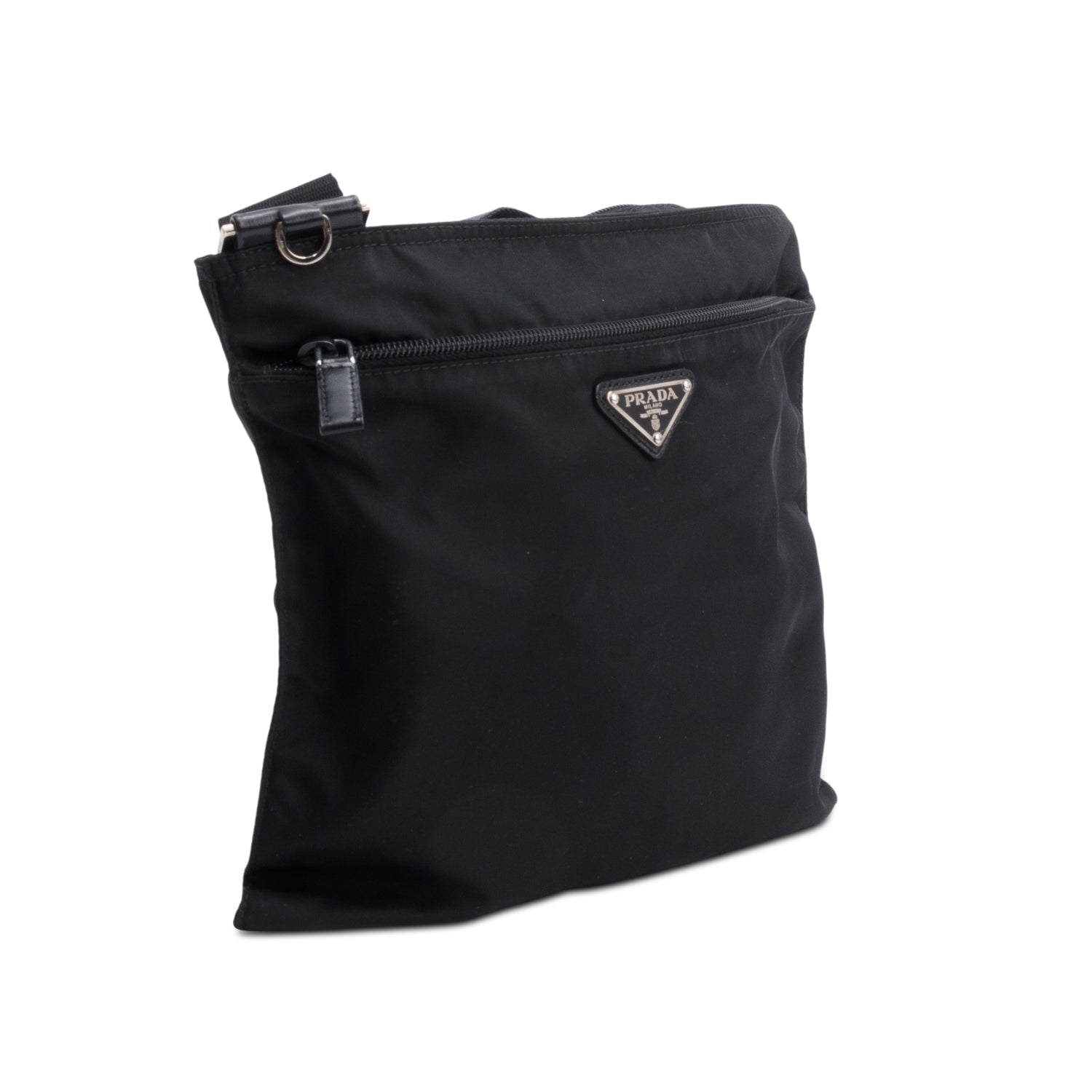 Prada Black Tessuto Nylon Vela Flat Messenger Bag