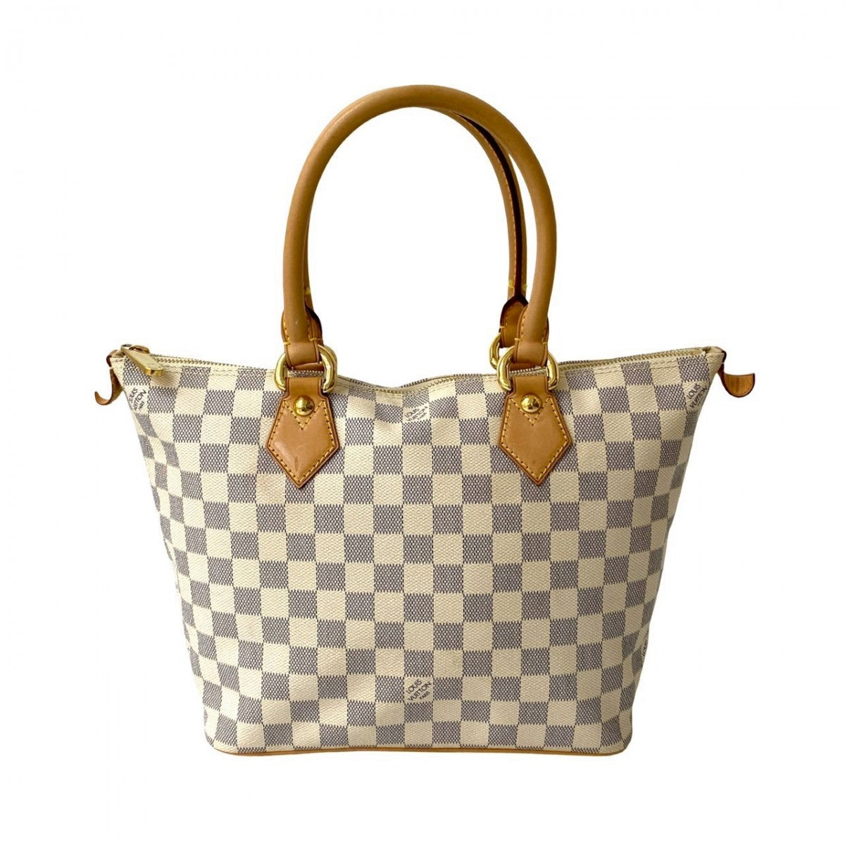 LOUIS VUITTON Tote Bag Leather, PVC white Damier Azur Saleya PM Women