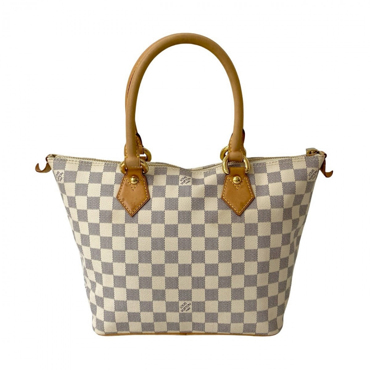 LOUIS VUITTON Tote Bag Leather, PVC white Damier Azur Saleya PM Women