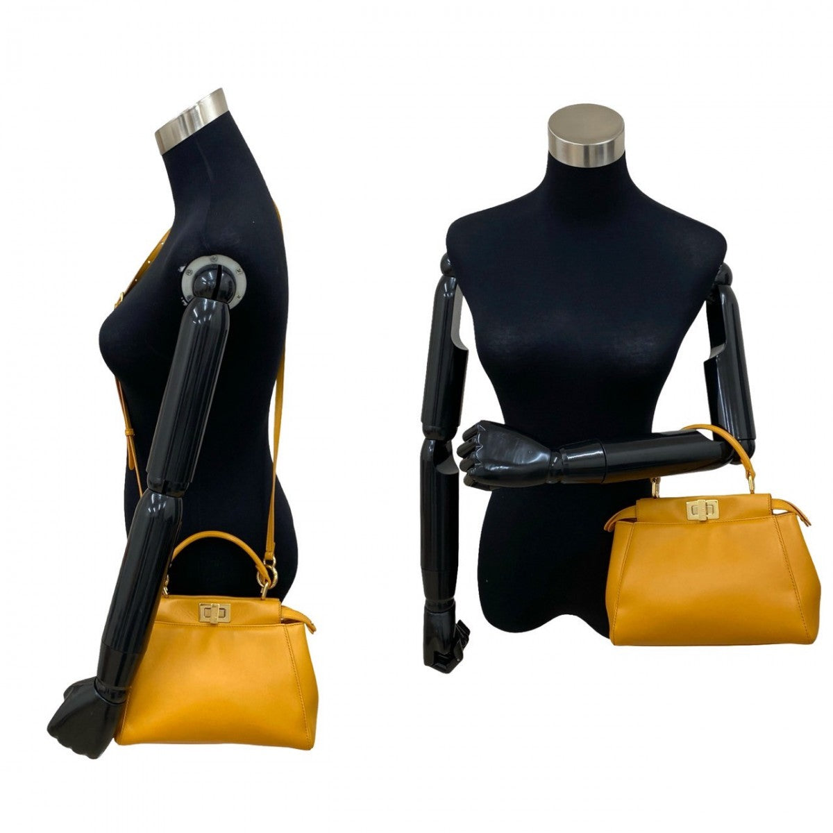 FENDI Shoulder Bag leather yellow Peek-a-boo mini Women