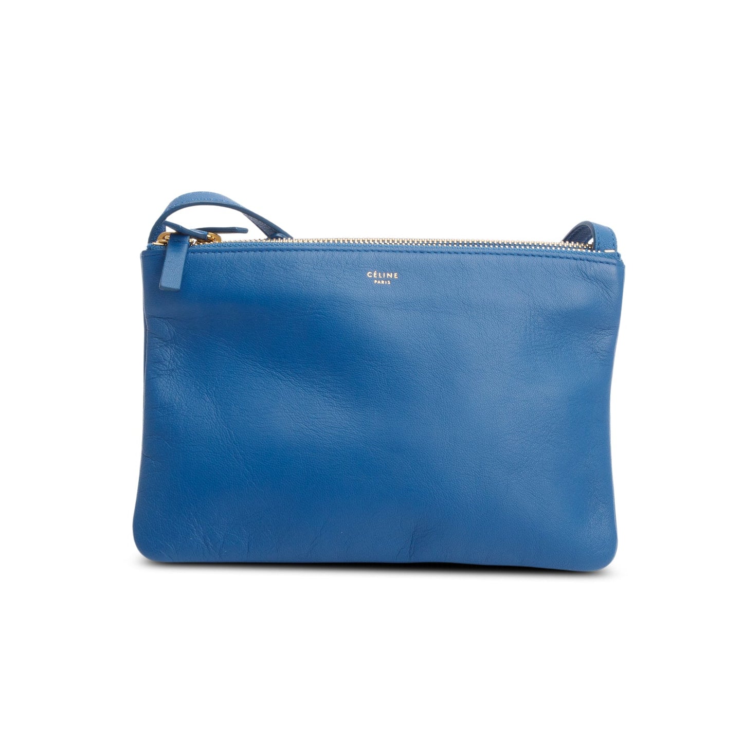 Celine Blue Lambskin Small Trio Crossbody Bag
