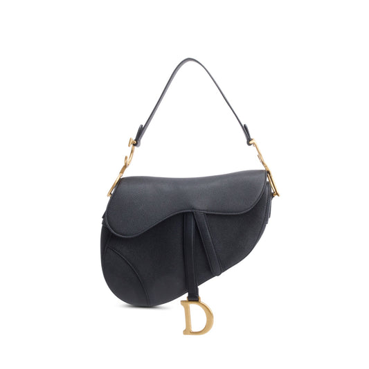Christian Dior 2020 Black Grained Calfskin Saddle Bag