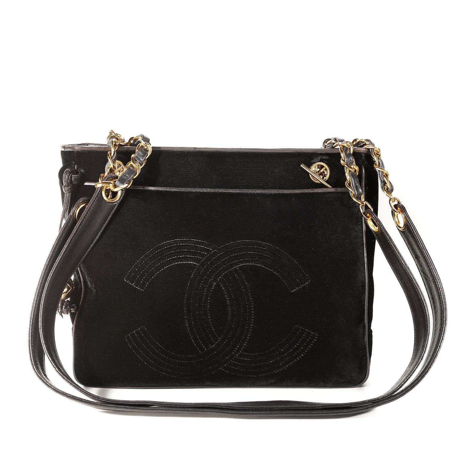 Chanel Black Velvet CC Tote