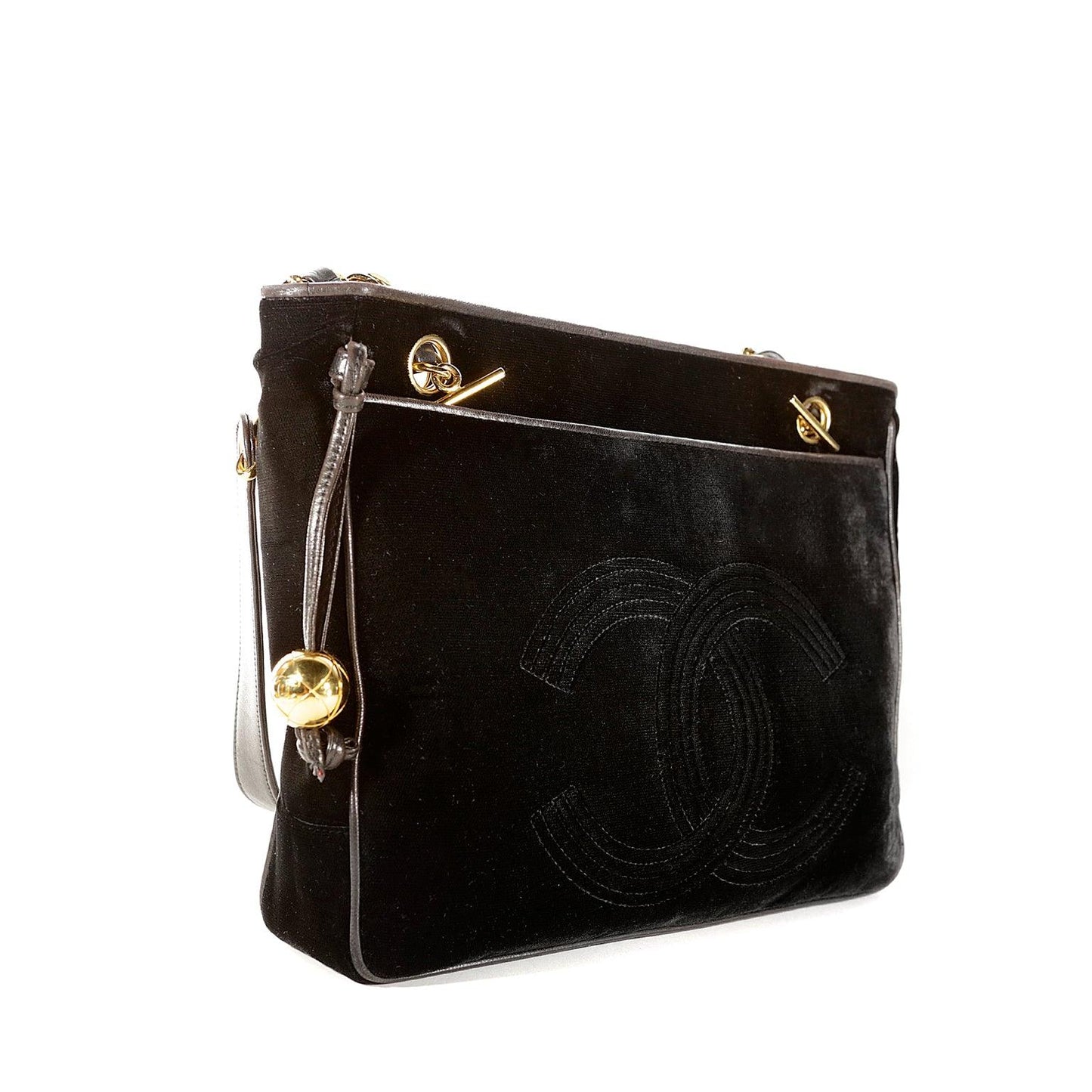 Chanel Black Velvet CC Tote