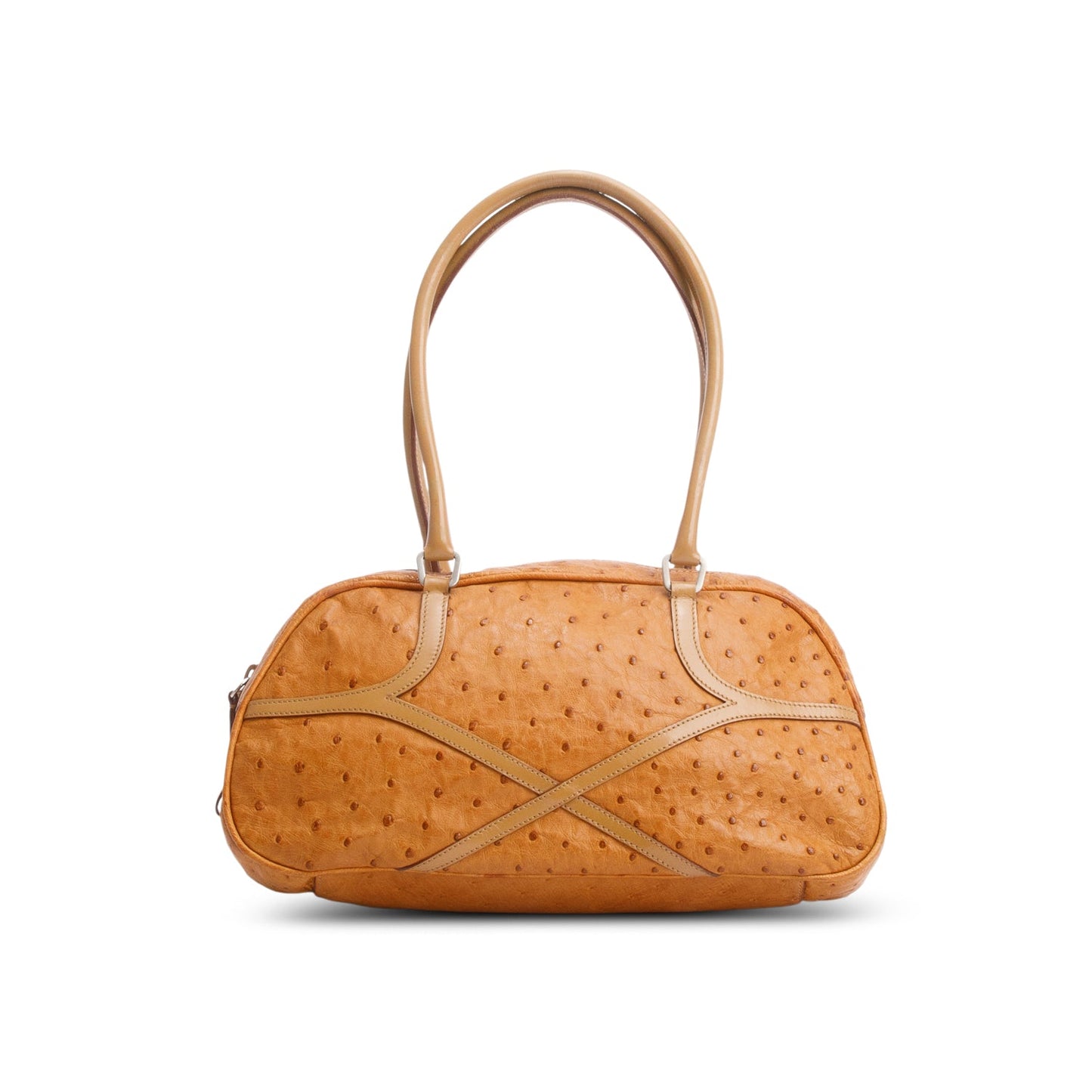 Prada Brown Ostrich Shoulder Bag