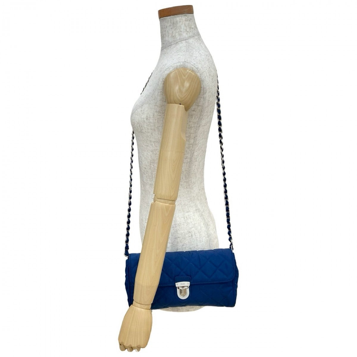 PRADA Shoulder Bag Nylon, Leather blue logo Metal Women