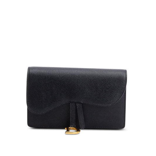 Christian Dior Black Grained Calfskin Saddle Belt Bag