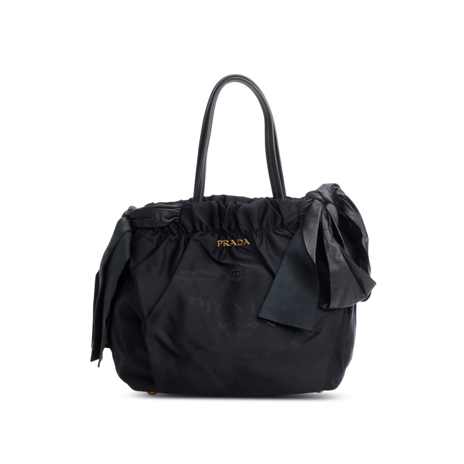 Prada Black Tessuto Bow Nylon Tote Bag