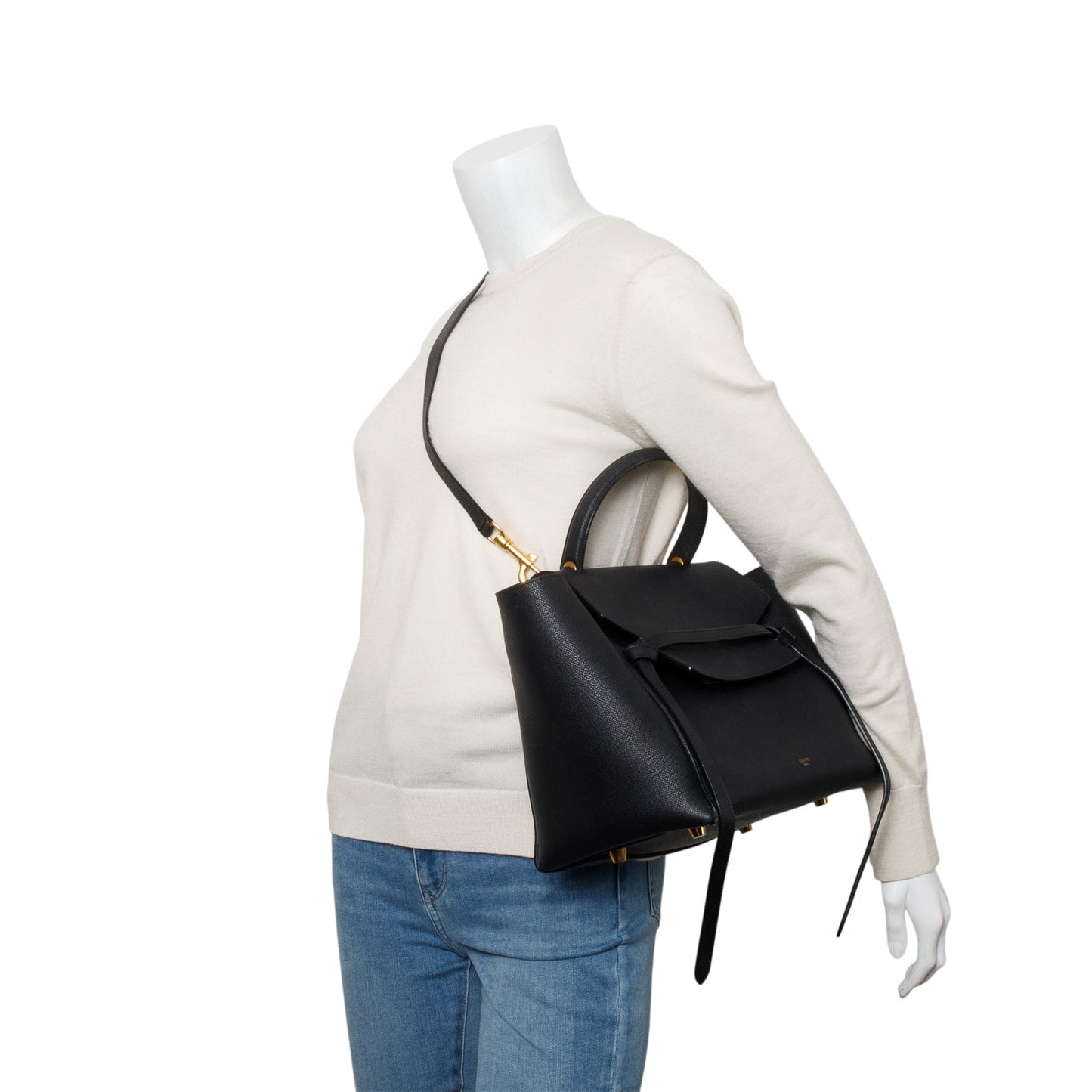 Celine Black Grained Calfskin Leather Mini Belt Bag