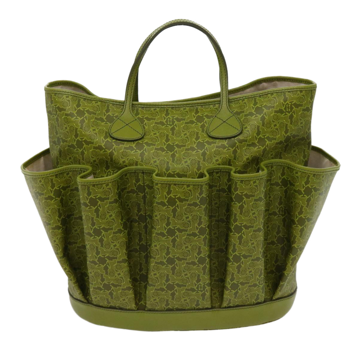 Luxury CELINE Horse Carriage Macadam Canvas Tote Bag Green 64256