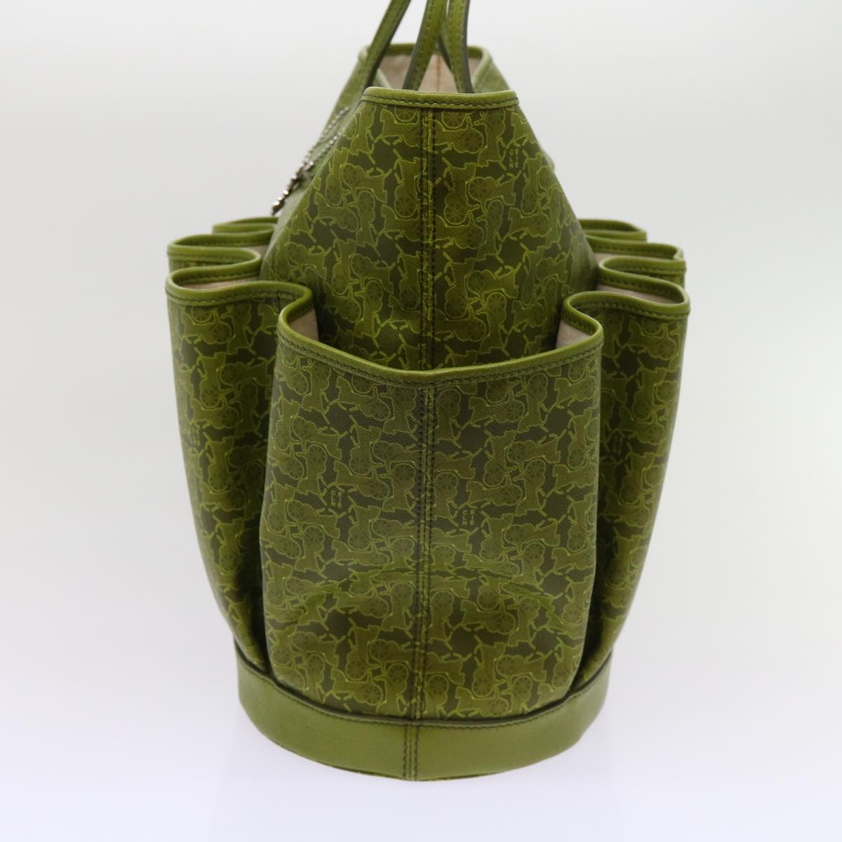 Luxury CELINE Horse Carriage Macadam Canvas Tote Bag Green 64256