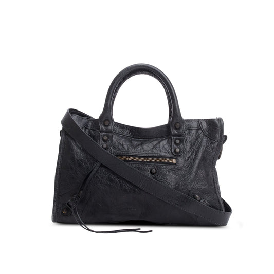Balenciaga 2024 Black Arena Leather Small Le City Bag