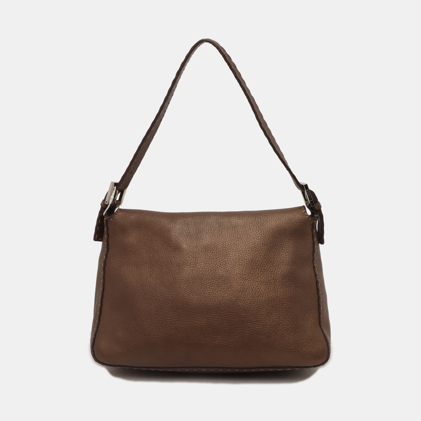 Fendi Mamma Baguette Selleria Calfskin Leather Copper Brown Shoulder Bag