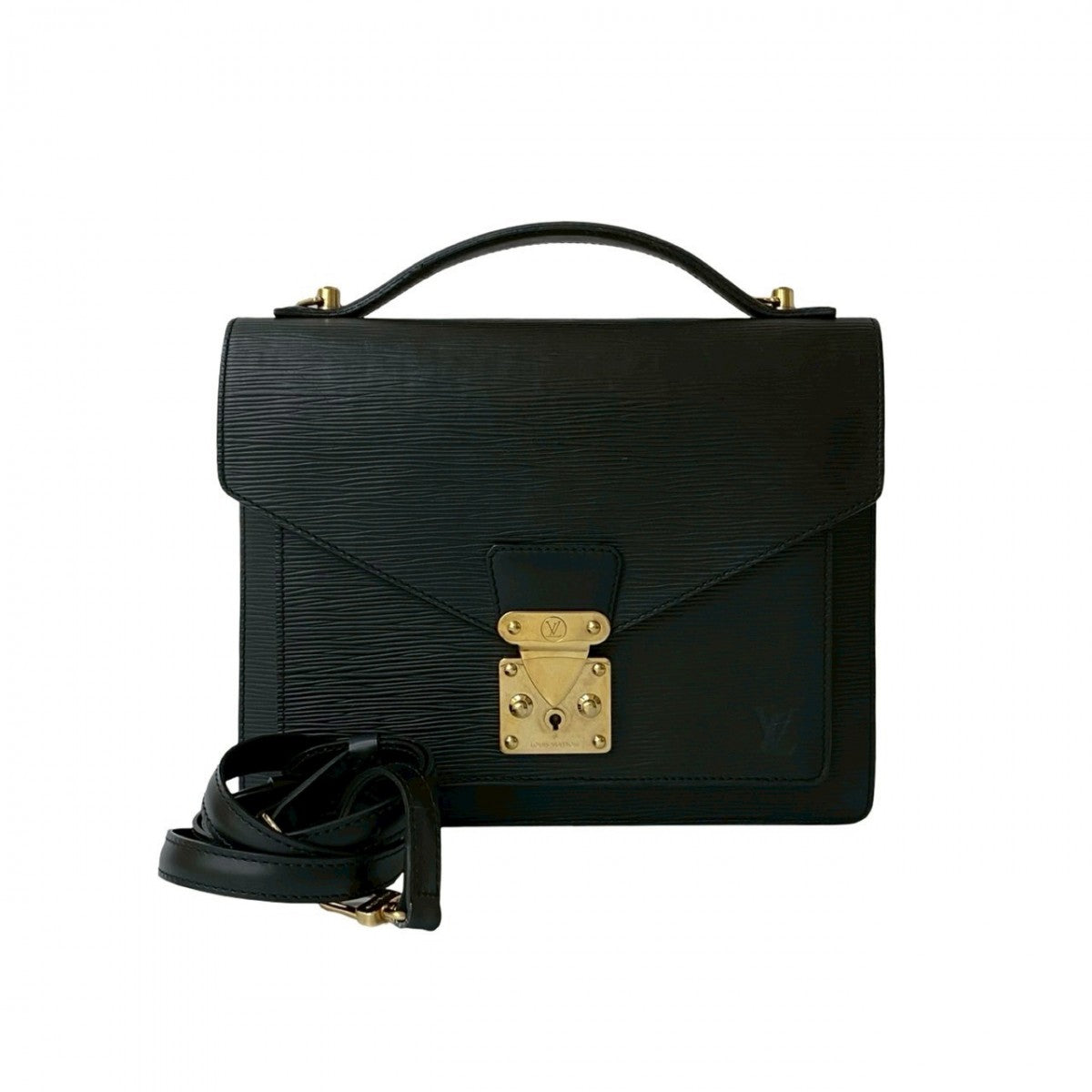 Elegant Women's Shoulder Bag | LOUIS VUITTON Shoulder Bag Epi Leather black Epi Monceau