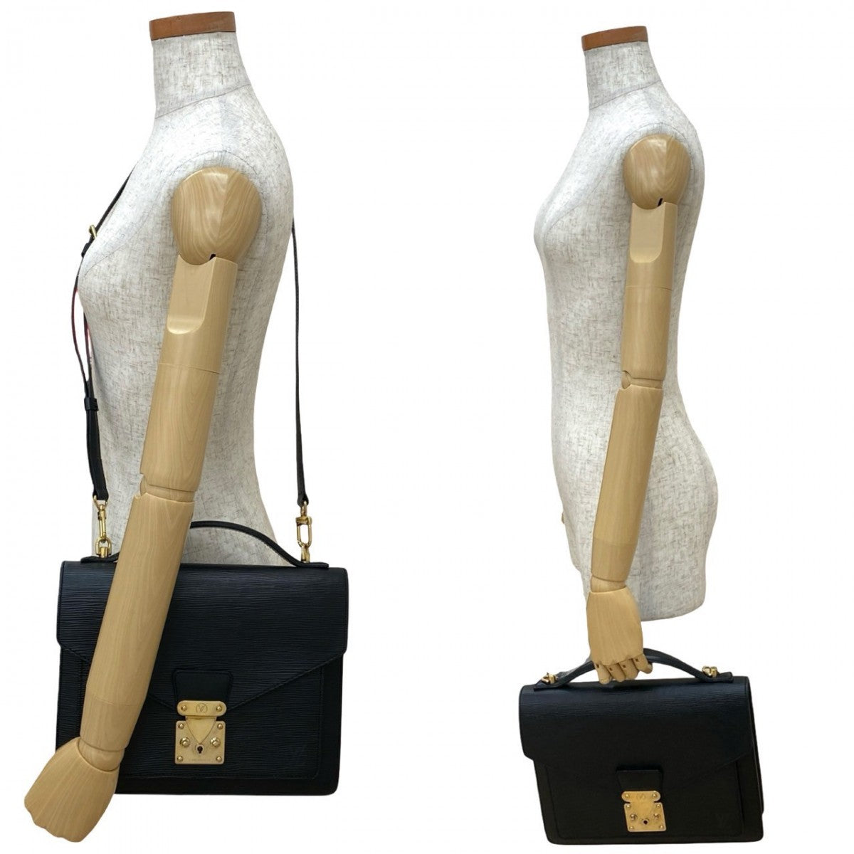Elegant Women's Shoulder Bag | LOUIS VUITTON Shoulder Bag Epi Leather black Epi Monceau