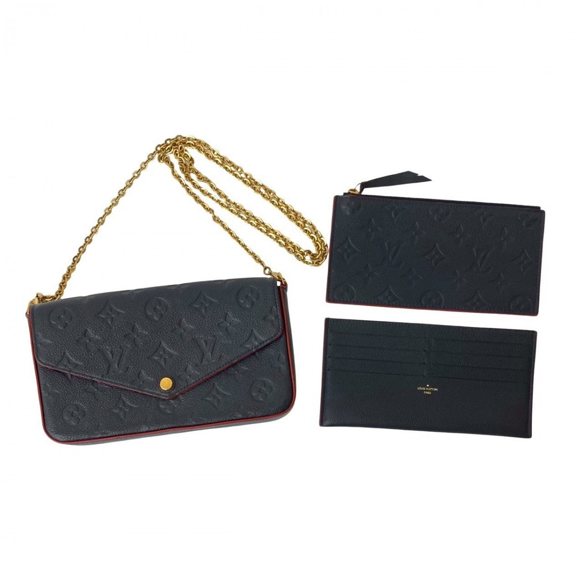 LOUIS VUITTON Shoulder Bag leather Navy Monogram Ann Platt Pochette Felice