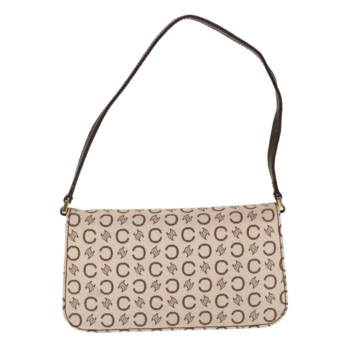 Luxury CELINE C Macadam Canvas Shoulder Bag Beige Brown 64803