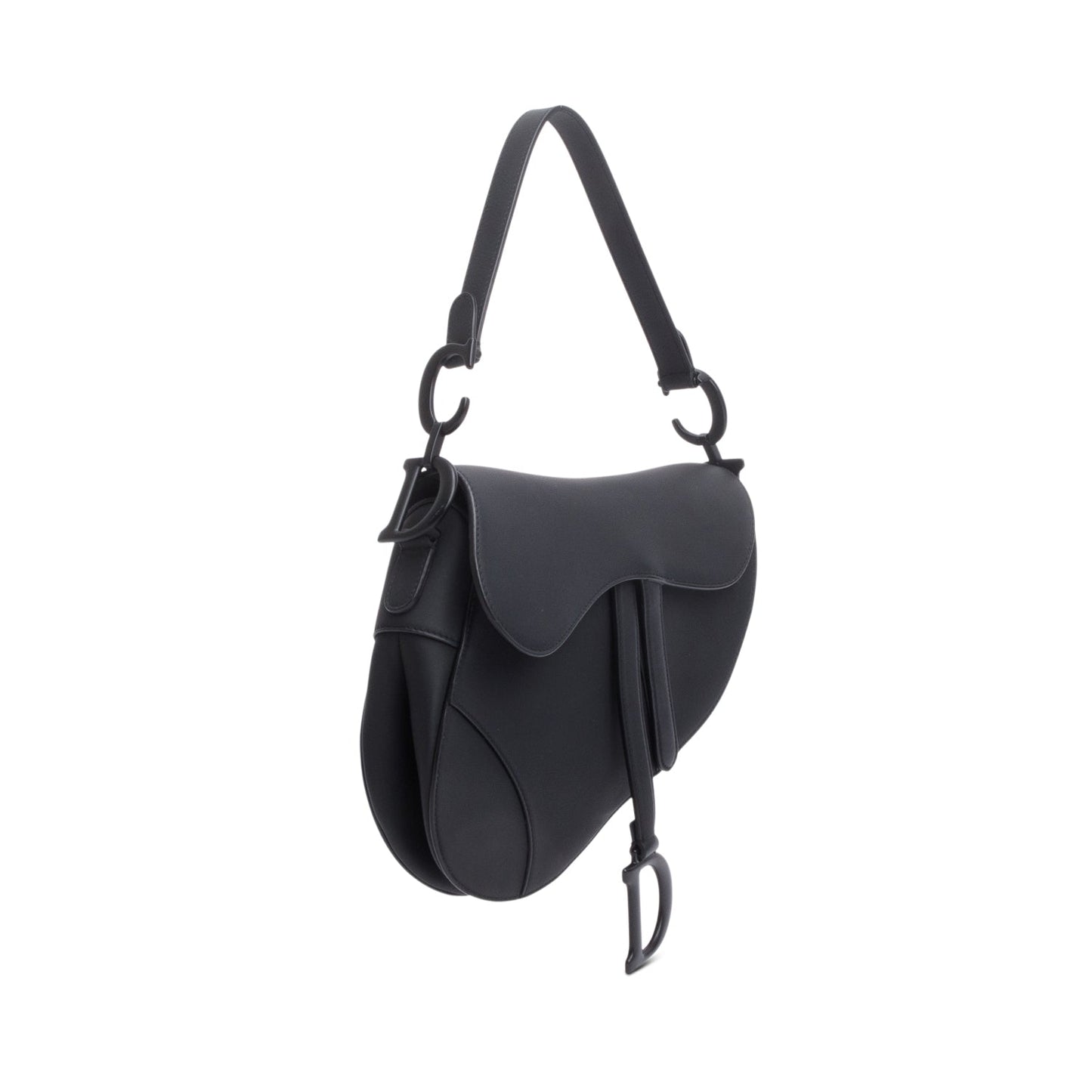 Christian Dior 2021 Black Ultramatte Calfskin Leather Medium Saddle Bag