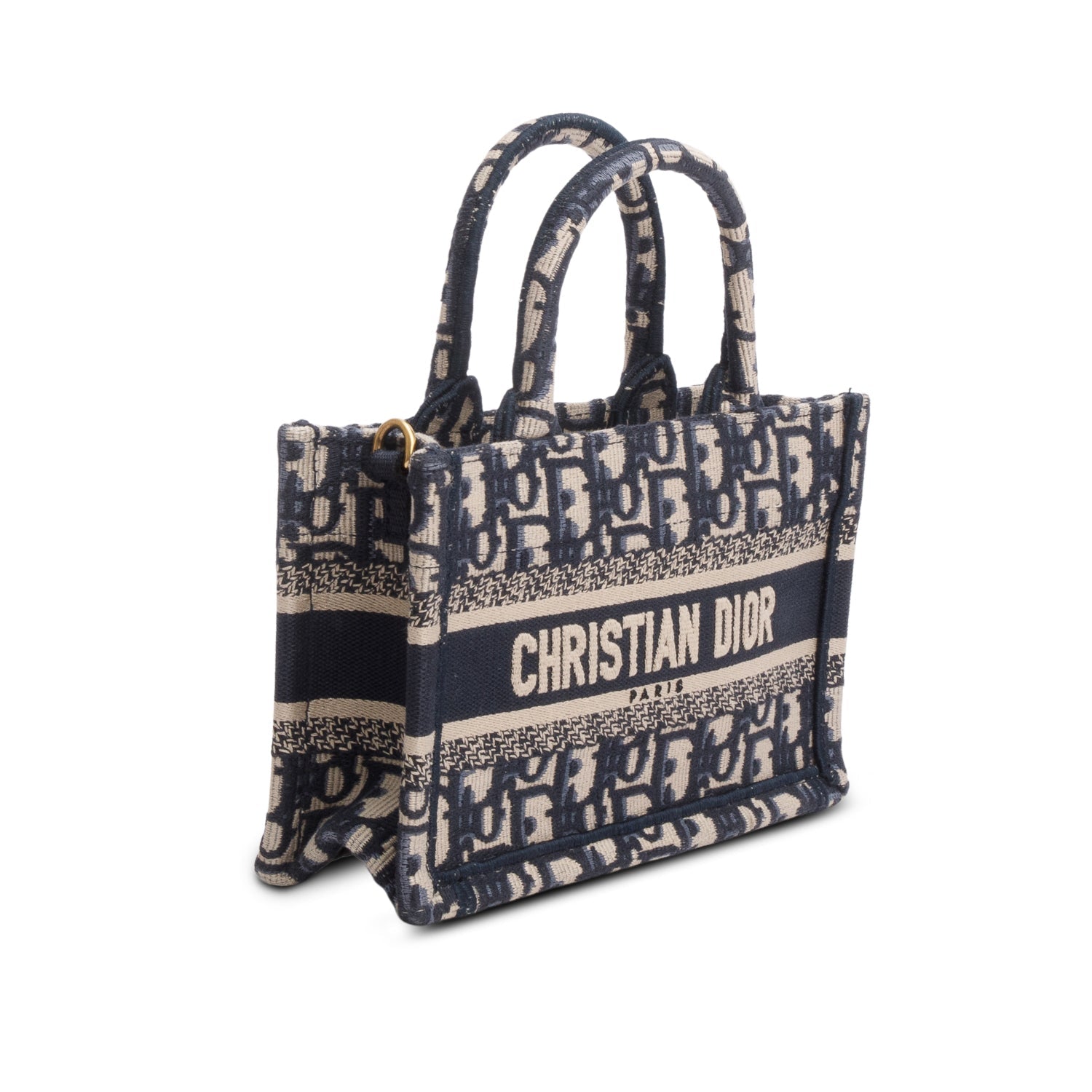 Christian Dior 2024 Blue Oblique Embroidered Mini Book Tote