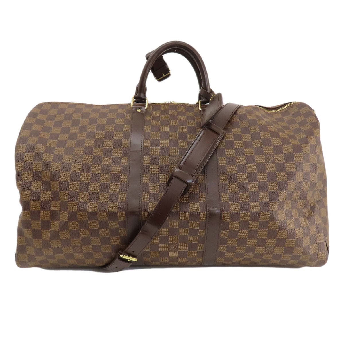 LOUIS VUITTON Boston Duffel bag Damier canvas Brown Keepall bandouliere55 Damier canvas