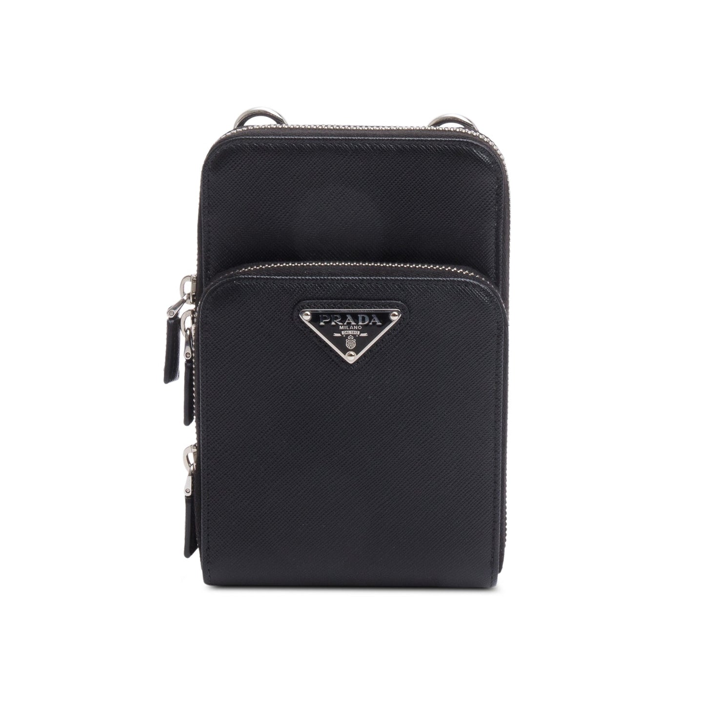 Prada Black Saffiano Leather Smartphone Case Crossbody Bag