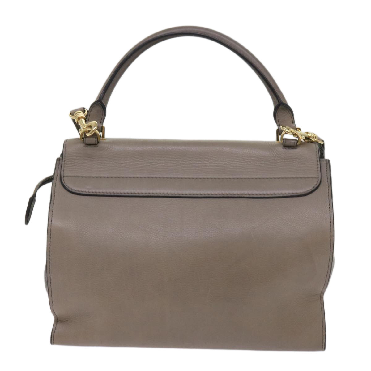 Luxury CELINE Trapeze Hand Bag Leather 2way Gray 65125