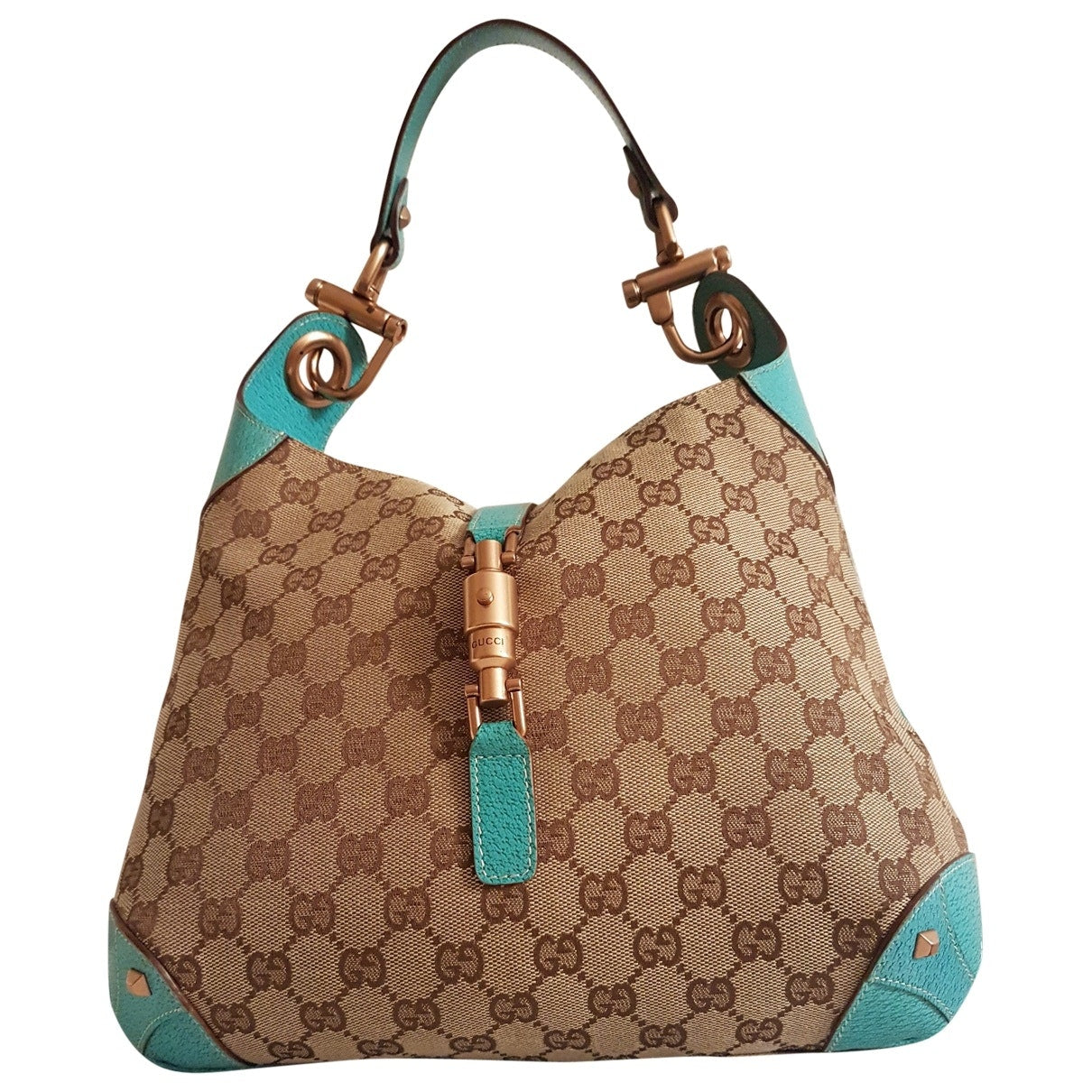 Gucci jackie turquoise cloth handbag