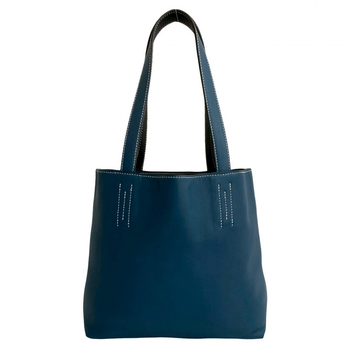 HERMES Tote Bag leather blue Doble Sense 28