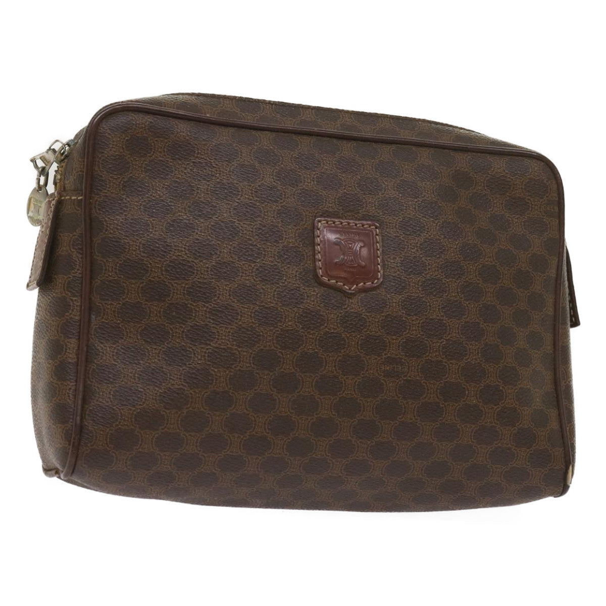 Luxury CELINE Macadam Canvas Clutch Bag PVC Brown 65270